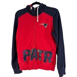 NFL Offical Team Apparel Patriots Red Blue Full Zip Womens Hoodie Sz Medium
